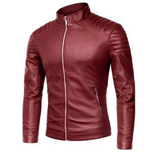 Pu Casual Skórzana Kurtka Mężczyźni Wiosna Jesień Płaszcz Motocykl Biker Slim Fit Outwear Męski Czarny Błękit Odzież Plus Rozmiar M-4XL, ZA321