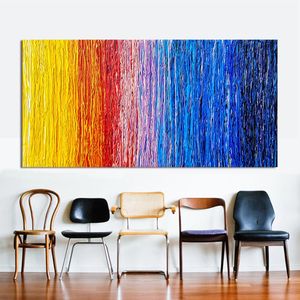 HDartisan abstrato pintura a óleo colorido padrão de lona de lona fotos para sala de estar decoração de casa impressa sem moldura qk2036 y200102