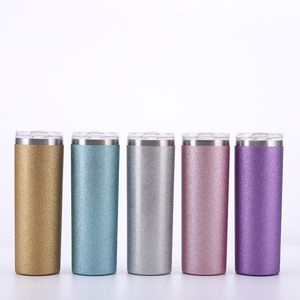 Costume 20oz cilindro reto tumbler garrafa de parede dupla vácuo vazamento cerveja caneca de café de viagem de violência de água magro portátil