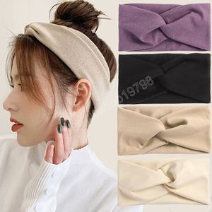 Faixa de cabelo elástica faixa de cabelo de turbante para meninas elegante cor sólida cruz headband macio hairbands moda acessórios de cabelo