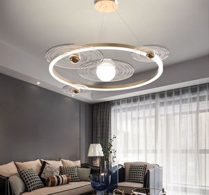 Creative Gold Led Chandeliers moderno designer nórdico redondo candeeiro de suspensão para crianças sala de estar quarto jantar casa deco