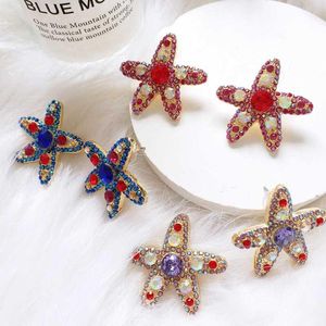 Wholesale purple rhinestone earrings resale online - New Fashion Jewelry Style Earrings Handmade Purple Blue Rhinestone Sweet Five Stars Stud Crystal Earrings Women Girl