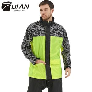QIAN Raincoat Suit Impermeable Women Men Hooded Motorcycle Poncho Rain Coat Motorcycle Rainwear S-4XL Hiking Fishing Rain Gear 201239R