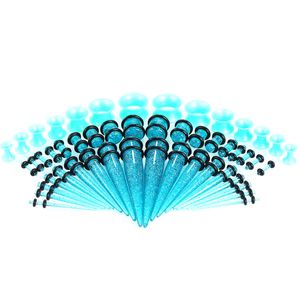 50pcs Kit di allungamento dell'orecchio 14G-00G Acrilico Coni e tappi Tunnel in silicone Calibri per le orecchie Expander Set Gioielli per piercing per il corpo