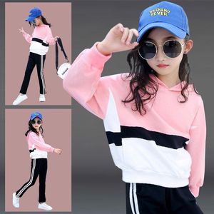 Clothing Sets Fashion Girls Clothes Autumn Long Sleeves Size For 4 6 8 10 12 13 Years Old Children Set 2021 Cute Pink Sports Suit