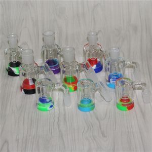 20 adet Cam Kül Alıcı ile 14mm 18mm 5/7 ml Silikon Konteyner Sigara Quartz Bangers Reclaimer Kalın Pyrex Ashcatcher Su Bonglar için