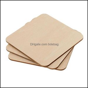 Wholesale art blank for sale - Group buy Square Rec Unfinished Wood Cutout Circles Blank Wooden Slices Pieces For Diy Painting Art Craft Project Wedding Party Decor Drop Delivery