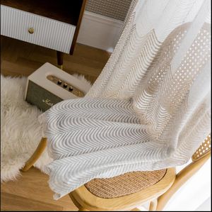 Sheer Curtains Cotton hemp embroidered gauze wave gradient white bedroom living room window simple modern luxury