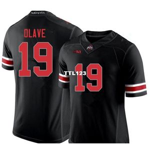 Tani czarny rzadki 3740 Ohio State Buckeyes Chris Olave #19 Real Full Hafdery College Size S-4xl Niestandardowe nazwisko lub koszulka numer