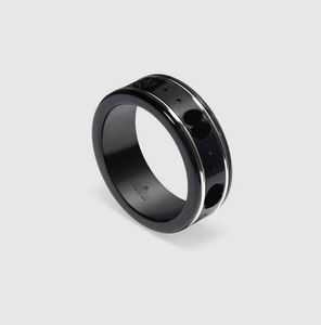 Anel de cerâmica preto e branco Double G para amantes Homens do site de joias da marca Mulheres o mesmo estilo de engajamento Bijoux Cjewelers embalagens originais