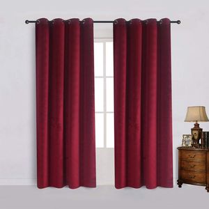 Modern Burgundy Solid Velvet Curtains for The Bedroom Living Room Custom Size Blackout Curtain Blinds Finished Drapes Window LJ201224