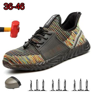 Scarpe antinfortunistiche da uomo con punta in acciaio antiforatura resistenti all'usura e antiscivolo traspiranti estive comode costruzioni all'aperto Wo Y200915