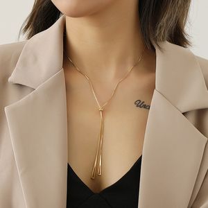 Water drop Y-shaped chain 925 sterling silver light luxury accessories free adjustment necklace long tassel necklace female Q0531