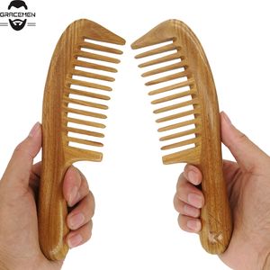 MOQ 50 PCS Pettine per capelli in legno di sandalo verde naturale premium nuovo arrivo LOGO personalizzato Pettini per capelli in legno per donna Uomo