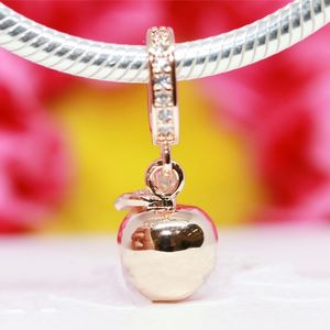 Autentyczne Pandora 925 Sterling Silver Amulet Rose Apple Wisiorek Urok Fit Europejskiej Loose Bead Bransoletka Biżuteria 789080C01