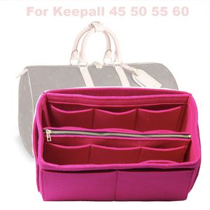 Adatto a Keepall 45 50 55 60 Insert Organizer Purse Handbag Bag in Bag-3MM Premium Felt (Fatto a mano/20 colori) con tasca con zip staccabile LJ200917