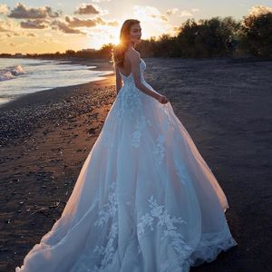 Charming Boho vestido de noiva lace uma linha querida pescoço aberto volta varrer trem corset praia longos vestidos de casamento vestidos de casamento vestido vestido de novia