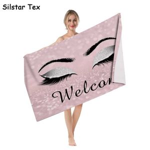 Toalha Silstar Tex Glamour Eyelashes Tower Bath Mulheres para Hotel Viajar Ioga Chuveiro Toalhas Beach Verão Seaside Beauty Beauty Cobertores 201217