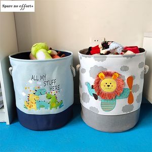 Baby Laundry Basket Cute Dinosaur Foldable Toy Storage Bucket Picnic Dirty Clothes Basket Box Canvas Organizer Cartoon Animal LJ201209