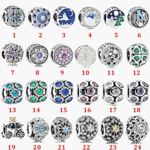 Fine jewelry Authentic 925 Sterling Silver Bead Fit Pandora Charm Bracelets Blue Clover Magic Flying Carpet Journey Safety Chain Pendant DIY beads