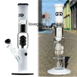 13Inchs Tall Glass Bong Hookahs Chicha Freezable Coil Smoking Glass Pipe Bubbler Downstem Perc med 14 mm skålskivor riggar