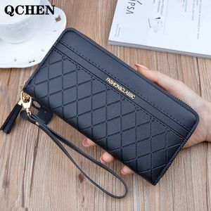Women's wallet long lattice tassel fashion mobile phone ladies clutch pu star hand strap bag Multiple color 582 Q1117