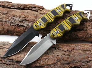 Najwyższej jakości Survival Outdoor Survival Nóż 9Cr18mov Satin / Black Drop Point Blade Full Tang G10 Uchwyt Stałe Noże Ostrza z Kydex