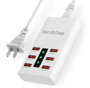 6A 30W 6 portów Ładowarka USB Piasta Splitter Wielofunkcyjny Adapter Smart Uniwersalny Telefon komórkowy Pulpit Pulpit Ściany / UK / Wielka Brytania