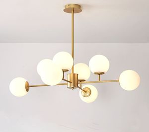 Nordic LED-ljuskrona för vardagsrum matsal kök guld modern boll tak hängande lampa i hallen loft hemljus fixtur