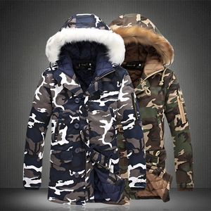 Giacca invernale da uomo Vendita calda Camouflage Esercito spesso cappotto caldo Parka da uomo Cappotto Moda maschile Parka con cappuccio Uomo M-4XL Plus Size 201214