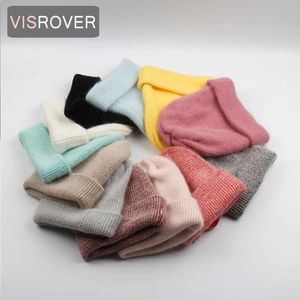 VISROVER 12 colors new Autumn Winter bonnet unisex solid color wool beanies New cashmere woman Warm knitted hat wholesales Y200103