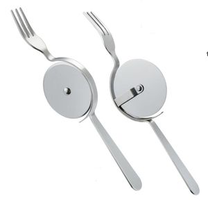 Pizza cutter verktyg pizza-hjul och gaffel tårta server shovel skiva spatel köksugn skrapa DIY verktyg bakning tillbehör RRB13456