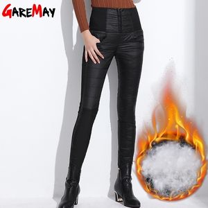 Mulheres de inverno para baixo calças plus size veludo calças espessamento slim feminino térmico calças quentes legging calças de cintura alta T200103