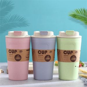 Eco Friendly Breakfast Mugs Reusable Seal Up Bamboo Fiber Handy Cups Student Portable Tea With Milk Water Cup 420ml by sea RRB14204