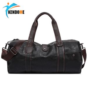 Varm A ++ Kvalitet Män Klassisk Mjukt Läder Fitness Gymväska Svart Brun Cylindrisk Sportväska Designer Singel Shoulder Travel Bag Q0113