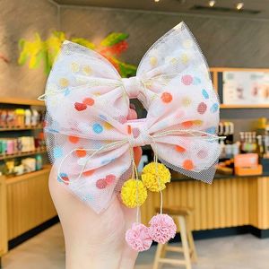 Colorful Dot Mesh Bow Barrettes for Girls Multi-layer Kids Hair Clips Beautiful HairPin Handmade Hairgrips Hair Accessories