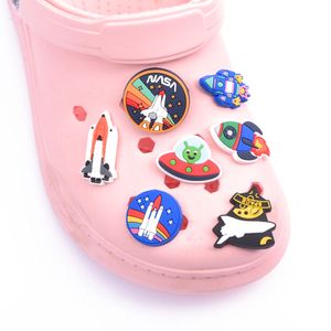 Designer Low Price Custom Cartoon Shoe Charm Rocket Plane Earth For Kids Slippers