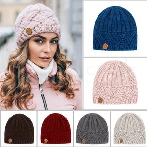 Retro Beanie Diamond Lattice Knitted Hat Thick Autumn Winter Outdoor Windproof Warm Knitting Skull Cap 8 Styles DB247