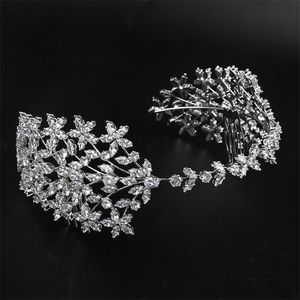 Myfeivo brud bröllop headpieces stjärnor blad zircon brud krona hår kam smycken tillbehör hq0835