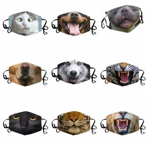 3D-Print Funny Face Mask Animal Face Maski Maski świąteczne Prezenty Świąteczne Maski wielokrotnego użytku dla dorosłych unisex designer maski ochronne usta okładka xxtl05