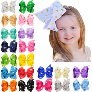 20 Colors 8 Inch Baby Ribbon Bow Hairpin Stamp Dot Clips Girls Large Bowknot Barrette Kids Hair Boutique Children Hair Accessories QHC117