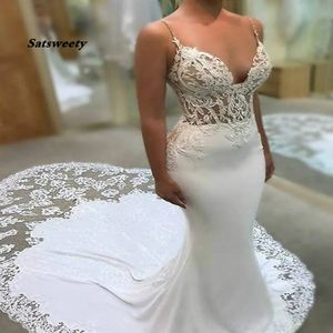 Derin V Yaka Plaj Gelinlikler Vintage Mermaid Gelinlik Aplikler Sash Şifon Ile Kolsuz Backless