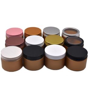 150ml 120ml 100ml Bottiglia di cera per capelli in oro smerigliato Imballaggio cosmetico Contenitori riutilizzabili Barattolo di caramelle Tappo in alluminio Vuoto opaco Vasi per crema in plastica PET Coperchio in plastica