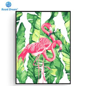 Pink Flamingo colorare con i numeri pittura a olio su tela artigianato per adulti immagini decorative dipinte a mano vernice acrilica Y200102