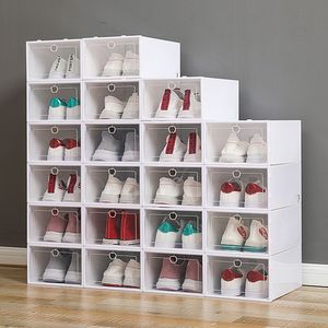 Transparent shoe box shoes rack organizers thickened foldable Dustproof storage box Stackable combined cabinet Sale 13*9*5.5inch