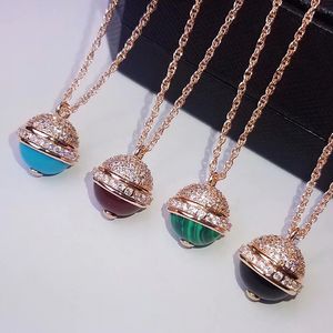 Brand Pure 925 Sterling Silver Jewelry For Women Colorful Ball Pendants Rose Gold Necklace Luxcy Beads Necklace Party Jewelry Q0531