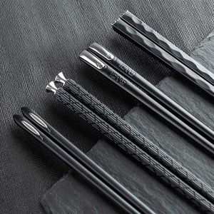 Palitos al por mayor-5 pares de palillos fijados Puntos puntiagudos Se utilizan comúnmente en uso doméstico y una caja de mm Cena negra Chopstick A25