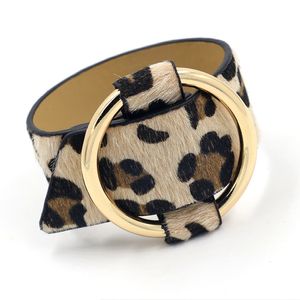 S2728 Modeschmuck Kreis Leopard Rosshaar PU-Lederarmband verstellbares breites Armband