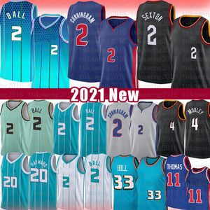 LaMelo Ball Cade Cunningham 농구 저지 Collin Sexton Evan Mobley Mens Shirts Grant Hill Isiah Thomas Gordon Hayward Dennis Rodman 빈티지 유니폼 2 33 20 10