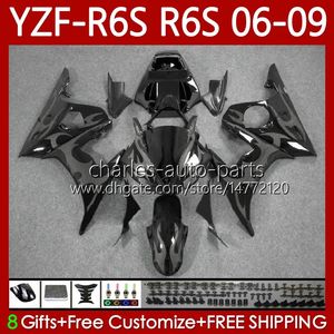 Carene MOTO per YAMAHA YZF-R6S YZF R6 S 600 CC YZF600 2006-2009 Corpo 96No.193 YZFR6S 2006 2007 2008 2009 YZF-600 Grey Flames 600CC YZF R6S 06 07 08 09 Kit carrozzeria OEM